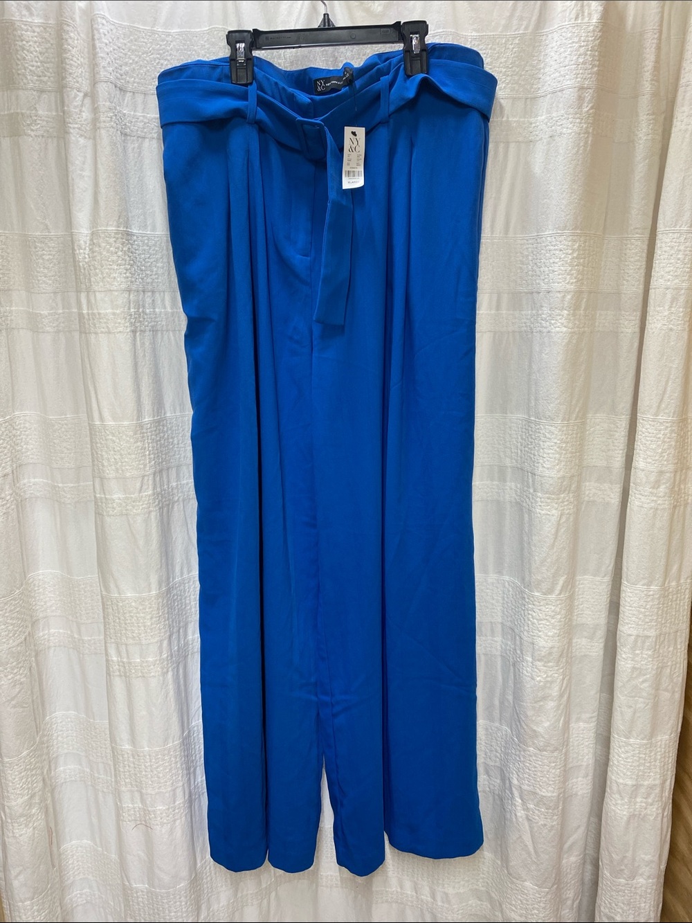 New York & Company Bright Cobalt Blue Paperbag Waist Pants with Tie